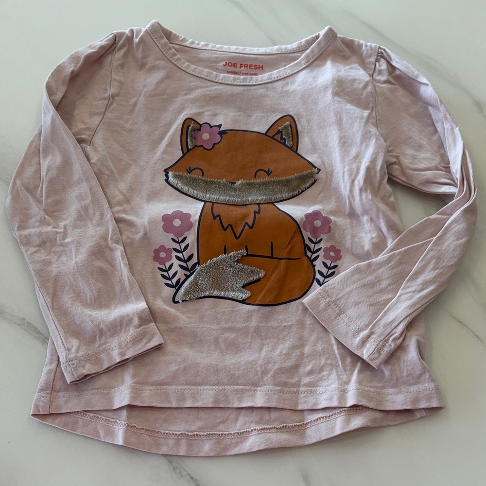 Joe Fresh Pink Fox Graphic Kids Shirt
